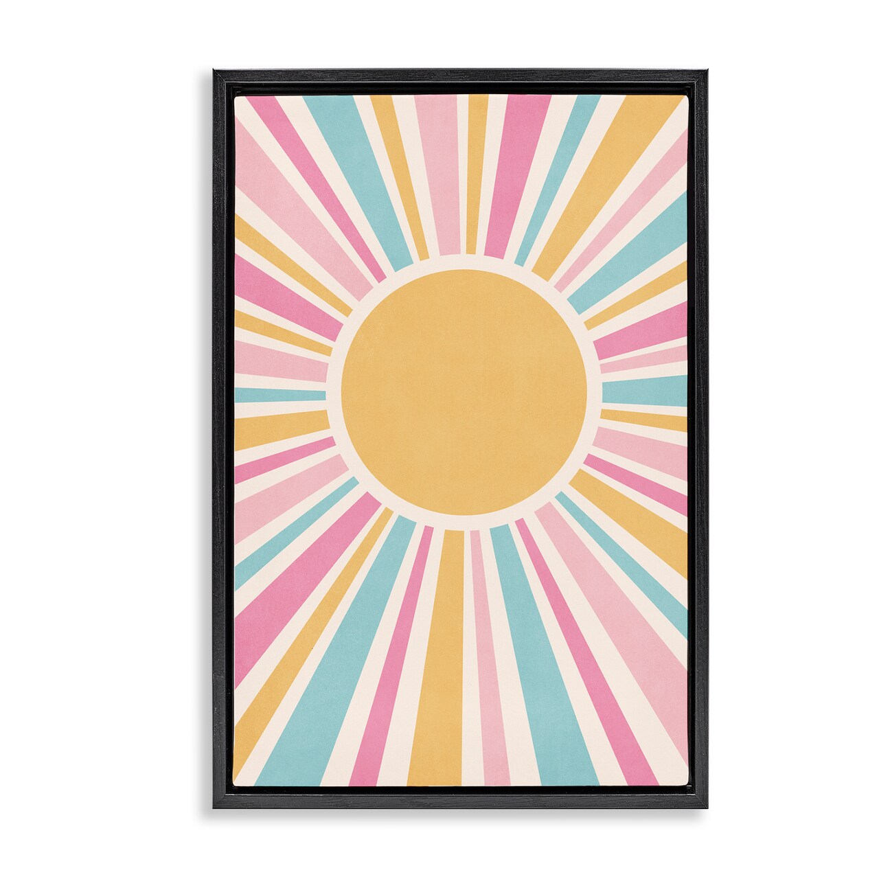 Stupell Industries Groovy Pastel Sun Rays Framed Floater Canvas Wall Art Design by Nataly White